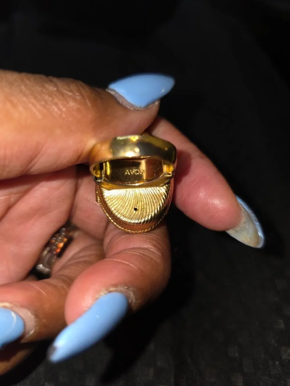Vintage Avon Gold-Tone Locket Ring With Faux Pearls Size 6 Retro Jewe